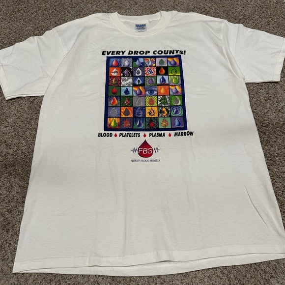Gildan Other - Vintage Gildan Mens Florida Blood Services T Shirt XL White Preowned Graphic